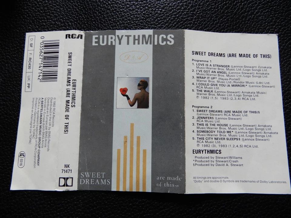 EURYTHMICS - SWEET DREAMS ARE MADE OF THIS - CASSETTE TAPE (LOVE IS A STRANGER) - Image 2 of 4