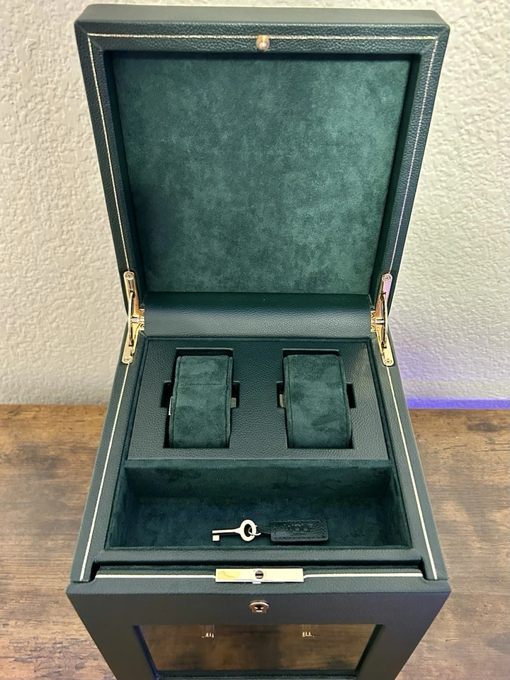 Enrollador de reloj individual programable verde Wolf British Racing con almacenamiento  Foto 4 de 4