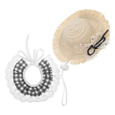  1Set Porch Goose Costume - Summer Cement Goose Statue Bandana Scarf & Straw Hat