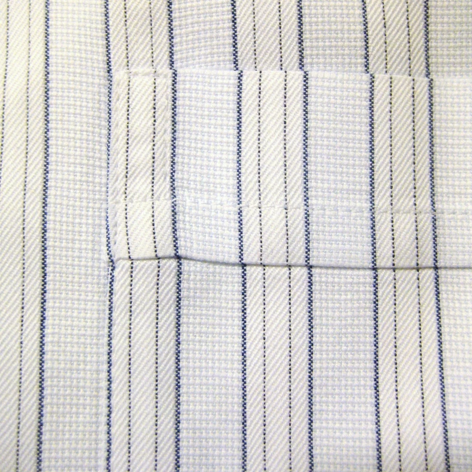 Camisa de vestir Canali para hombre 16x36 azul claro blanco rayas manga larga algodón Italia Foto 4 de 4