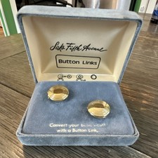 Saks Fifth Avenue Gold Button Links Cufflinks Men's Formal Wear Accessories