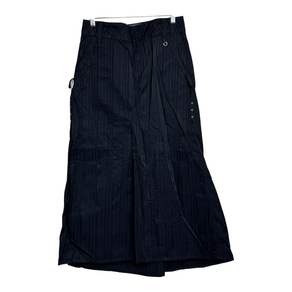 Maxi Falda Diesel Negra Rayas Utilidad Bolsillos Botones Acentos Falda Larga Talla 26 Foto 2 de 4