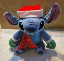 Disney Lilo  Stitch Stitch Plush Stuffed Animal Santa Hat Plaid Scarf 2021