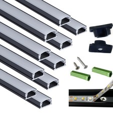 THMOOTHER 10-Pack 3.28ft LED Strip U Channel Diffuser Matte Black Low Profile