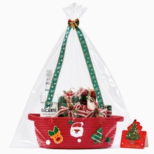 Christmas Gift Baskets Empty, Woven Rope 1 Count (Pack of 1), 1 Pcs (Red )