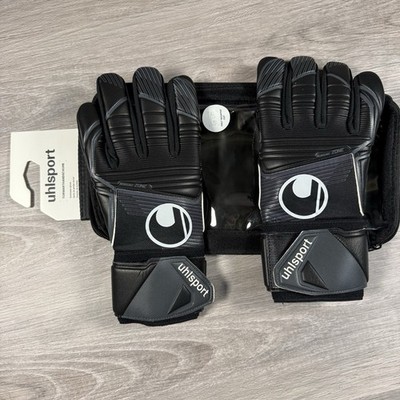 Uhlsport Absolut Grip HN Goalkeeper Gloves Size 8 Black Half Negative Cut New