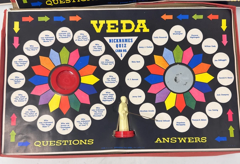 Veda The Magic Answer Man Toy Game Set By Pressman Vintage 1950s - Image 3 of 4