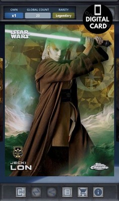 50cc JECKI LON - GOLD TOPPS CHROME SAPPHIRE 25 LEGENDARY Star Wars Card Trader