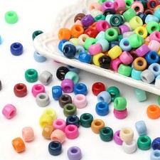 100 Pony Beads Different Colours 9x6mm Barrel shape Uk