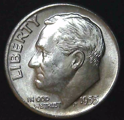 1955-D 10C Roosevelt Dime BU 90% Silver 26owt0302-2