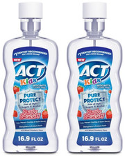 2 ACT Kids Anticavity Fluoride Rinse, Simple Strawberry, 16.9 OZ