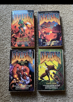 Doom 4 Paperback Novel Lot: Knee-Deep, Hell on Earth, Infernal Sky, Endgame