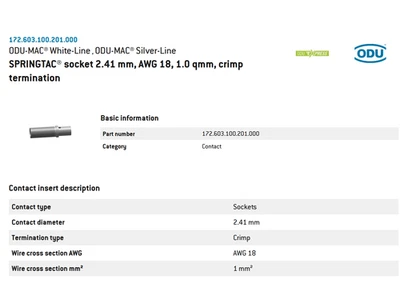 ODU Springtac "172.603.100.201.000" crimp sockets - top!!! - Bild 1 von 4