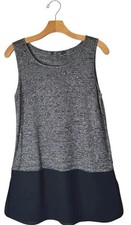 NIC+ZOE Tank Top Women Medium Black Gray Embellished Jewel Knit Peplum Top NWT