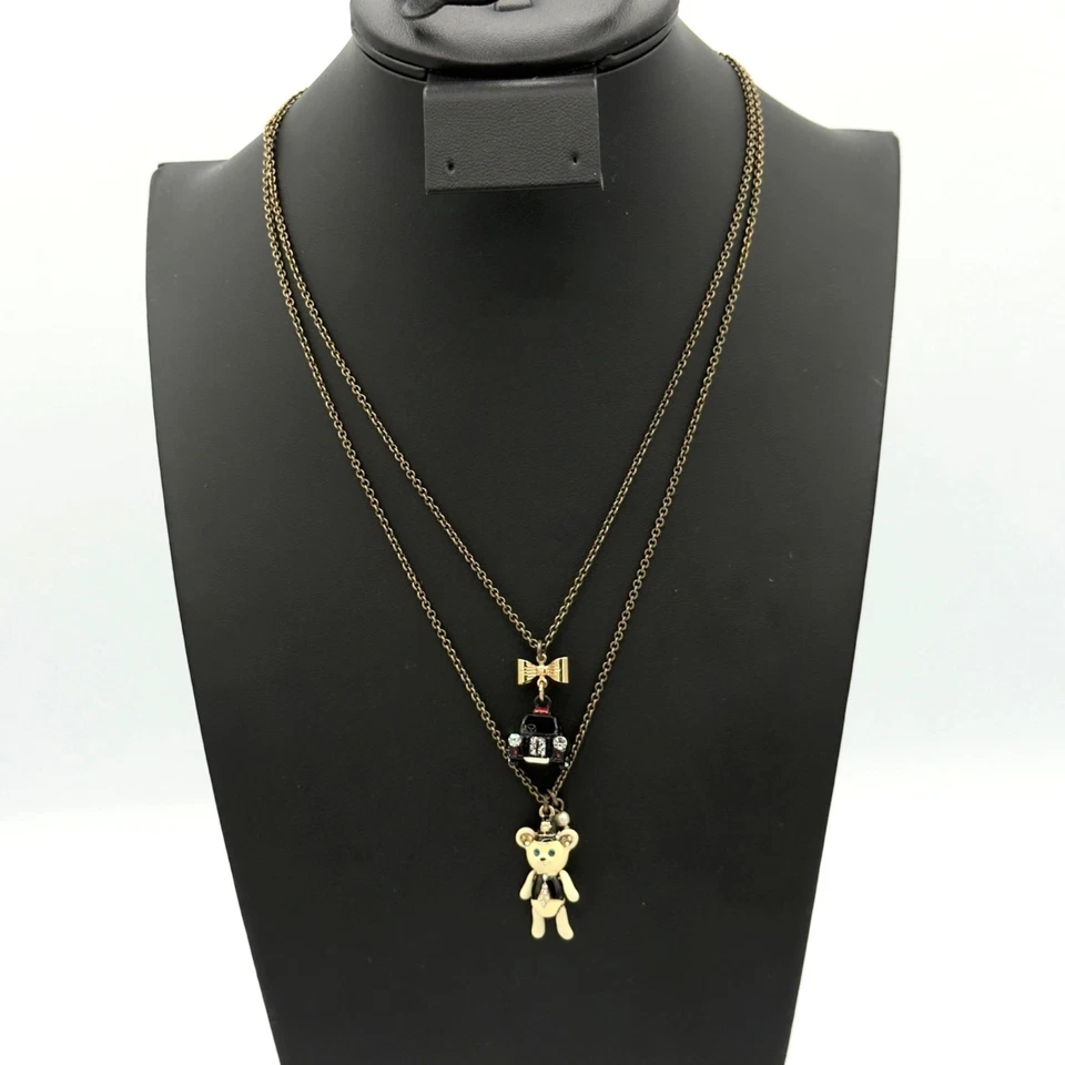 Collar Betsey Johnson Royal Compromiso Oso Articulado Inglés Taxi 2 Hilos Foto 2 de 4