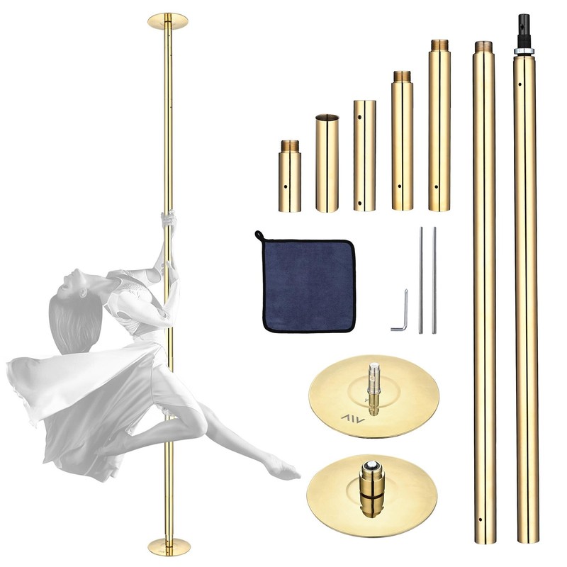 Yescom 10 FT Spinning Static Dancing Pole Kit w/ Extensions Fitness Dance Gold