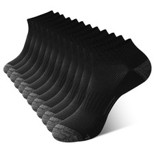 BAMBOO COOL Men's Ankle Socks Athletic Low Cut Cushioned Large, 6 black