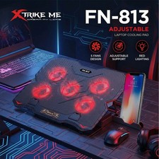XTRIKE 2 5 6 Fans Cooler Gaming Laptop Cooling Pad Blue/Red LED w/ Phone Holder
