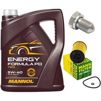 MotoröL Filter Set Mannol 5W-40 5 Liter + Schraube FüR Seat Skoda VW Golf 2.0