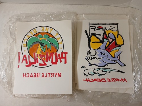 Vintage 80s T-Shirt Heat Transfer Lot Of 24 Myrtle Beach 87 Surf Crazy Shark C02