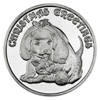 1-oz Christmas Greeting Dog/Cat .999 Fine Silver Round