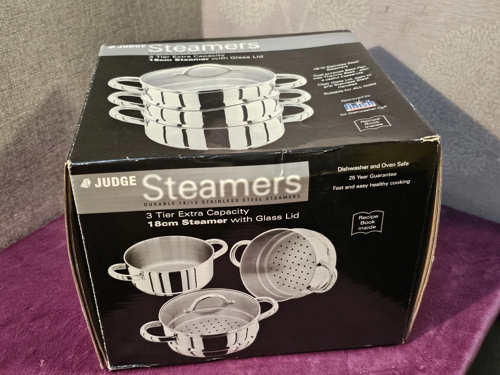 Judge 18cm Durable 18/10 Stainless Steel 3 Tier Steamer with Glass Lid JX02
