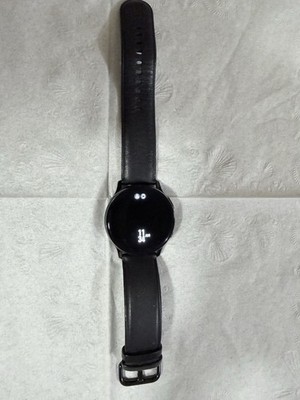 Round Smart Watch 40mm Black Metal Case, Black Leather Band, Wear OS 4GB