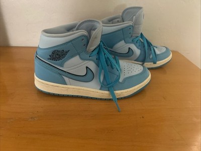 Nike Air Jordan 1 Mid SE Womens Size 7.5 Blue White Basketball Shoes Sneakers