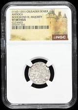 CRUSADERS, Antioch. Bohemond III, 1163-1188 AD. Silver Denier, NGC VF Details