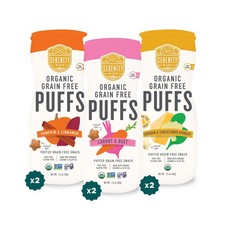 Serenity Kids 6 Months Baby Puffs Pack of 6, 1.5 Oz, Variety Pack USDA Org...