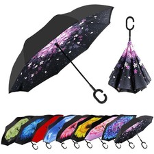 40/49/56 Inch Oversize Windproof Inverted Reverse Upside Down Umbrella, Golf ...