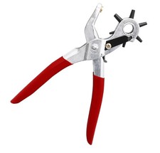 6 Sized 9'' Leather Hole Punch Heavy Duty Hand Pliers Belt Holes Puncher Tool