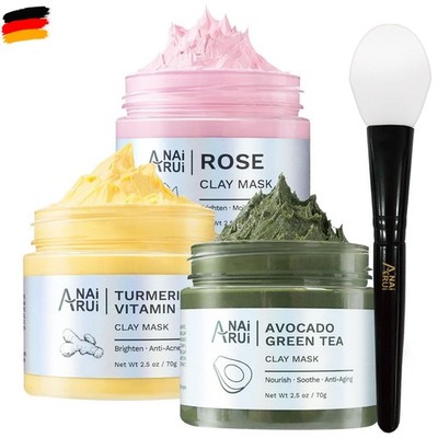 ANAiRUi Kurkuma Vitamin C Tonerde Maske - Rose Gesichtsmaske -Avocado Grüner 