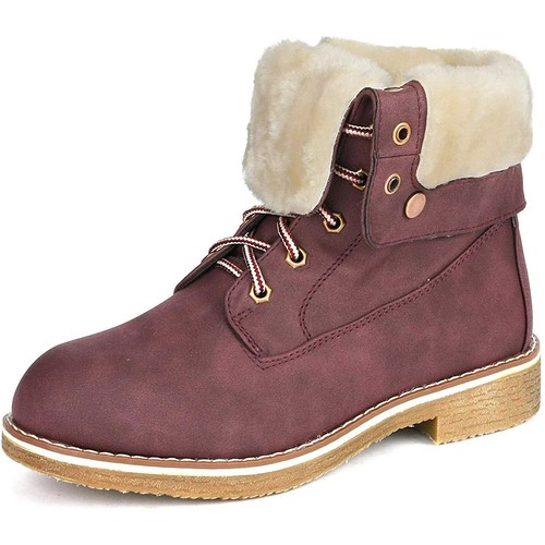 Dream Pairs Women's Warm Winter Montreal Faux Fur Ankle Boots Fold-Down 2 Style - 第 1/5 張圖片