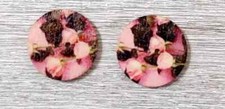 boho wood flowers buttons sewing 2 holes 1 inch (set #1006) 2pc new