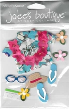 JOLEE'S Boutique Tourist Sticker Embellishments Sunglasses Lei Hat Flip Flops