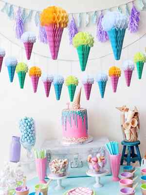 4 Stück Geburtstag Party Eis Deko Form Zufällig Seidenpapier Bunt