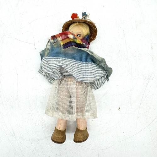 Vintage Lenci 8" Girl Doll Straw Hat Adorned w/ Flowers Bottom Foot Marked Italy - Picture 5 of 8