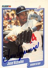 Jose Vizcaino autographed baseball card (Dodgers) 1990 Fleer #410 Rookie