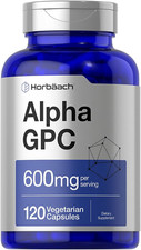 Alpha GPC 600Mg  120 Capsules  Vegetarian, Non-Gmo  Gluten Free Choline Suppl