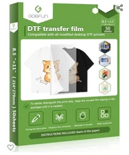 Goefun DTF Transfer Film Paper - A4 8.3" x 11.7" for Sublimation 50 Sheets #S25