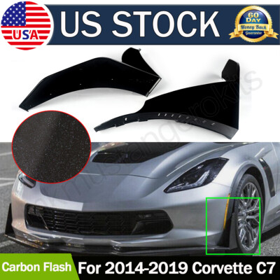 Z06 STAGE 3 CARBON FLASH FRONT SPLITTER EXTENSION WINGLETS FOR CORVETTE C7 14-19