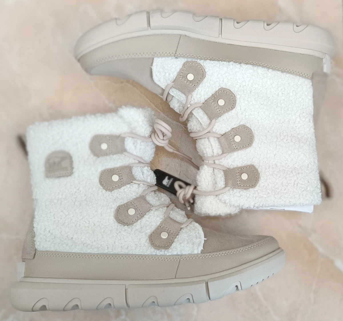 NEW Sorel Explorer II Joan Cozy Boots Cream Womens Size 6 RRP 145