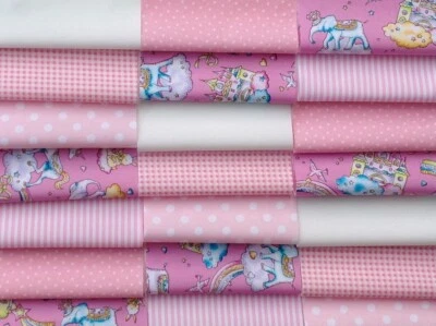 ROSE AND HUBBLE FABRICS Fabric patchwork squares 30 x 5" 12.5cms cotton quilting craft baby girl pink 9V