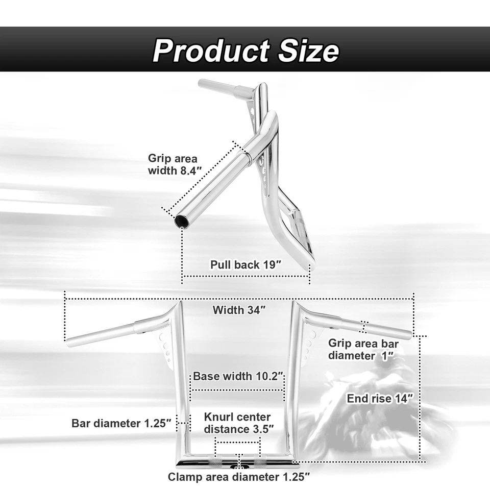 14-дюймовый подъемный острый руль-вешалка для Kawasaki Vaquero VN1700 Voyager VN 1700 - Изображение 2 из 4