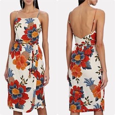 FARM RIO Dress Pineapple Flowers Floral Tropical Boho Linen Blend Midi XS NWT