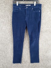 Lands' End Corduroy Straight Leg Pant Womens 8 Blue Mid Rise Pockets Stretch