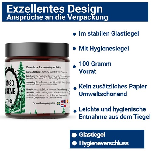 100g DMSO Creme Dimethylsulfoxid Ph. Eur. Reinheit Basiscreme im Glastiegel - Bild 5 von 8