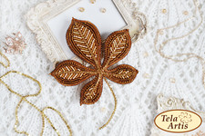 DIY Jewelry Making Beading Kit Pin Chestnut Brooch Bead Embroidery Needlepoint