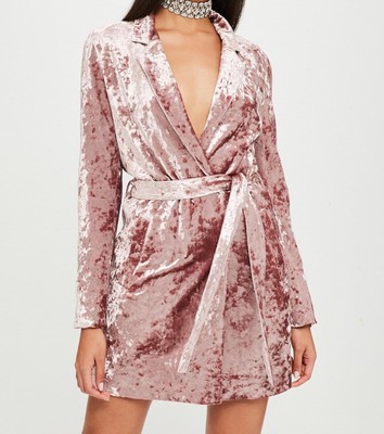 pink velvet blazer dress